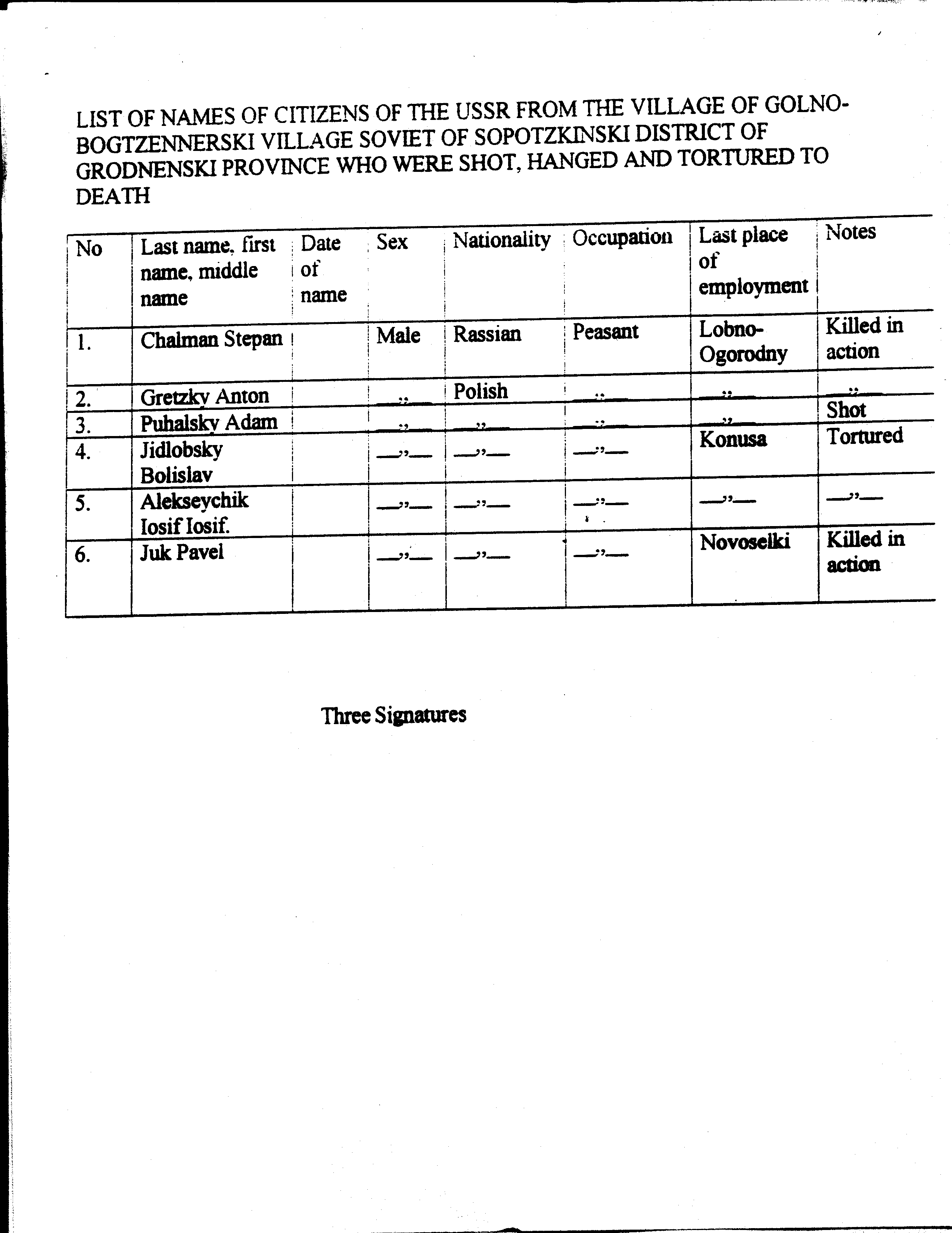 Sopockin death list, page 10